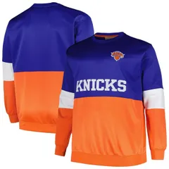ファナティクス メンズ アウター パーカー・スウェットール シャツ Mens Fanatics Branded BlueOrange New Yorknicks Big Tall Split Pullのサムネイル