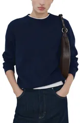 マンゴ レディース アウター ニット・セーター クルーネック MANGO Fine Knit Crewneck Sweater DARK NAVY ネイビーのサムネイル