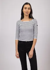 セイントジェームス レディース トップス シャツ プチ Saint James GARDECOTE III UV Fabric Breton Striped Top Petite whiteblackのサムネイル