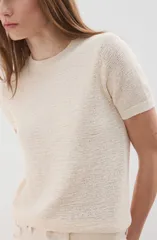 マンゴ レディース アウター ニット・セーター MANGO Short Sleeve Sweater ECRU エクリュのサムネイル