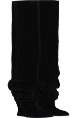 バルマン レディース シューズ スニーカー スエード ブーツ レザー Balmain Suede leather Wedge thighhigh boots Women black ブラック