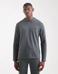 ボス メンズ アウター パーカー・スウェット BOSS Bodywear waffle lounge hoodie in mid Open Green グリーンのサムネイル