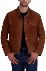 コールハーン メンズ アウター コート スエード ジャケット Cole Haan Suede Trucker Jacket COGNACのサムネイル