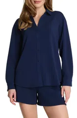 スパンク レディース トップス シャツ プラスサイズ SPANX Oversize ButtonUp Shirt Plus TIMELESS NAVY ネイビーのサムネイル