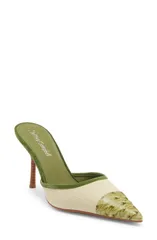 ジェフリー キャンベル レディース シューズ ヒール キャップ Jeffrey Campbell Parse Pointed Cap Toe Mule Women BEIGE CANVAS GREENのサムネイル
