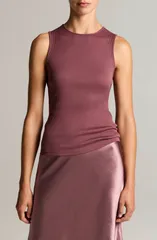 ヴィンス レディース トップス シャツ ノースリーブ コットン Vince Sleeveless Cotton Rib Shell DEEP MAUVEのサムネイル