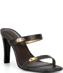 ダナキャラン レディース シューズ サンダル プリント Donna Karan Bailey Double Banded Lizard Print Dresslide Sandals Canyonのサムネイル