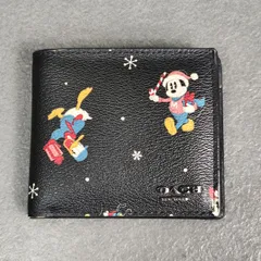 COACH DISNEY　コラボ　二つ折り財布　コーチ　ディズニー　財布　ウォレット　ブラックのサムネイル