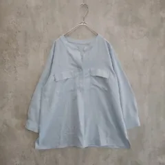 NATURAL BEAUTY BASIC ナチュラルビューティーベーシック　シャツ　ブラウス М スカイブルー系 ラ・ヴェリタ古着 20260730-016　レディース　ツイルダブルポケットブラウス　ノーカラー　ツイル素材のサムネイル