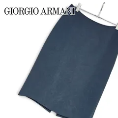 GIORGIO ARMANI ジョルジオアルマーニ レディース 膝丈 タイト スカート カラー ブルー グレー 青 40 M L イタリア製 黒タグ ファーストライン アルマーニジャパン 正規品 綺麗目 ビジネス オフィスカジュアル フォーマル 496KJのサムネイル
