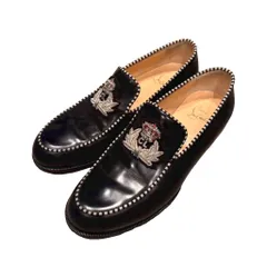 クリスチャンルブタン Christian louboutin ローファー パイピング エンブレム レザー 36.5 黒 ブラック ■BMのサムネイル