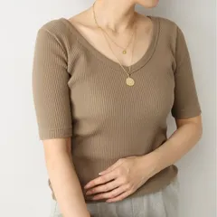 MUSE de Deuxieme Classe (ミューズドゥドゥーズィエムクラス) COTTON RIB VネックT 20070500405010 ブラウン FREEのサムネイル