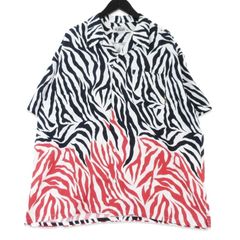 美品 CALEE キャリー ZEBRA FLAME PATTERN S/S SH CL-26SS043 26SS オープンカラー 半袖シャツ ホワイト ブラック 白黒 XL  99001485