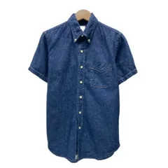 【中古】　or Slow　ダンガリーシャツ　ワークシャツ　半袖　シャツ　トップス　無地　デニム　ボタンダウン　胸ポケット　日本製　ミリタリー　古着　/1125のサムネイル