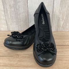 Balancoire ブランコワール ビジュー バレーシューズ パンプス ブラック 24.5㎝ 日本製 平塚店 衣料品 M