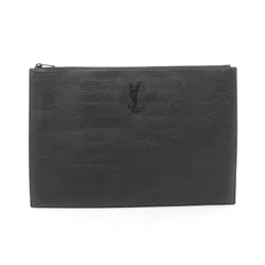 サンローランパリ SAINT LAURENT PARIS セカンドバッグ クラッチバッグ クロコ型押し 534680 ブラック レザー モノグラム クラッチバッグ ラージ メンズ Used Bのサムネイル