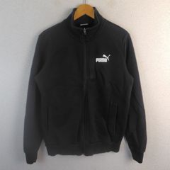 PUMA プーマ トラックジャケット スウェット ワンポイントロゴ 黒 M メンズ 古着 スポーツMIX 거리