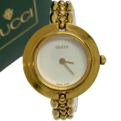 ジャンク/GUCCI/グッチ/チェンジベゼル腕時計/箱付き/交換用リング2個欠品/ゴールドカラー/レディース/FB4673のサムネイル