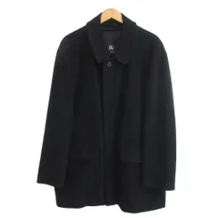 バーバリー ロンドン BURBERRY LONDON ステンカラーコート ウール メルトン ミドル丈 ノバチェックライナー付 48 黒 ブラックIBO96のサムネイル