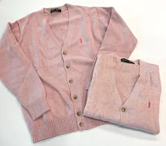 【新品】 EASTBOY　  イーストボーイ　 カーディガン　２点セット　  素材違い　  ピンク 　 女神刺繍  　セーター　制服　通学用  x156 uのサムネイル