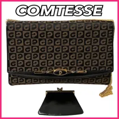 COMTESSE コンテス ショルダーバッグ モノグラム コインケース付 クラッチバッグ レディース ブラウンのサムネイル