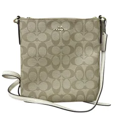 ☆コーチ F58309 ショルダーバッグ シグネチャー PVC レザー ベージュ ホワイト ゴールド金具 斜め掛け COACHのサムネイル