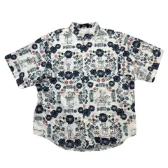 ネネット Ne-net 柄シャツ 半袖 レディース サイズ2 総柄 花柄 ホワイト ネイビー 綿100％ NE83FK910 襟付き カジュアルのサムネイル
