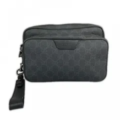 【大売出し】 グッチ クラッチバッグ メンズ GGスプリーム GUCCI 337082 PVC ブラック 黒 シルバー金具【中古品】のサムネイル