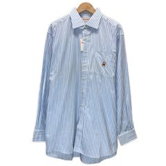 【中古】　MIKI HOUSE　ストライプシャツ　長袖　シャツ　トップス　レギュラーカラー　胸ポケット　ブランドロゴ　刺しゅう　日本製　オーバーサイズ　古着　/2010