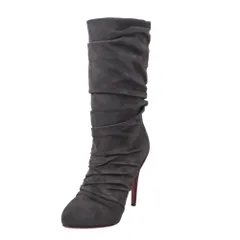 Christian Louboutin Piros 120 スエード ドレープ ヒール ブーツのサムネイル