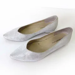 ツモリチサト ウォーク tsumori chisato walk パンプス ローヒール ポインテッドトゥ 本革 スエード レザー 23.5cm ラメ ライトグレー くつ 靴 シューズのサムネイル