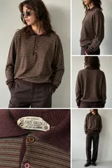 Vintage JOHN SMEDLEY 100% Pure New Wool Knit Polo Sweater Made in England Striped Long Sleeve UKのサムネイル