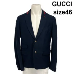 ●◆ グッチ GUCCI ジャケット 長袖 アニマルモチーフワッペン アクセントパイピング ヴィンテージ風ボタン コットン 46 M メンズ S6I547のサムネイル