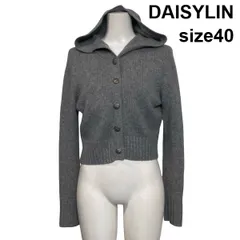 ◆ デイジーリン DAISYLIN フーデッドカーディガン ニット 長袖 ショート丈 装飾ボタン グレー カシミア100％ 40 L 11号 レディース S6I568のサムネイル