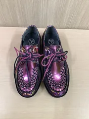YOSUKE パープル　花柄　クリーパーシューズ　厚底のサムネイル