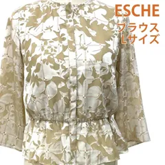 ESCHE 花柄ブラウス ベージュ系 袖透け感 L エッシュ #26-0530のサムネイル
