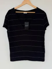 Saint Laurent サンローラン パリ ストライプ Vネック 半袖 Tシャツ ブラック 90のサムネイル