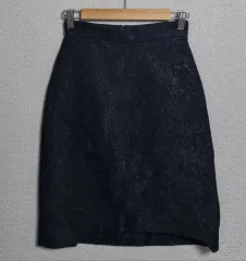 24) YVES SAINT LAURENT イヴ・サンローラン ブラック ウール混 スカートのサムネイル