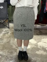 YVES SAINT LAURENT イヴ・サンローラン ぼかし ウール100% スカートのサムネイル