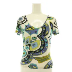 エミリオプッチ EMILIO PUCCI ショートスリーブTシャツ カットソー Vネック 総柄 プッチ柄 XS 白 マルチカラー  /CX ■ECC007のサムネイル