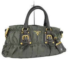 PRADA ギャザー トートバッグ ナイロン カーキのサムネイル