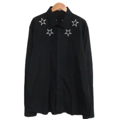 ジバンシィ GIVENCHY 16AW スター刺繍 コットン ドレスシャツ 長袖 比翼 国内正規 43 黒 ブラックのサムネイル