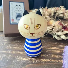 【新品】リサラーソン 卯三郎こけし ミンミ（青）北欧 木製 オブジェ 置物のサムネイル
