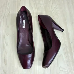【ミュウミュウ MIU MIU】スクエアトゥパンプス EUR38 / 25cm バーガンディのサムネイル