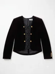 YVES SAINT LAURENT イヴ・サンローラン ブラック ツアーベルベット ゴールド ボタン ジャケットのサムネイル