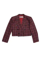 YVES SAINT LAURENT イヴ・サンローラン ヴィンテージ CHECK ショート ウール ブレーザー ダブル ジャケットのサムネイル