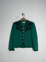 ヴィンテージ YVES SAINT LAURENT イヴ・サンローラン フクスケ エスニック スー スターシュー ゴールド ニットジャケット 90sのサムネイル