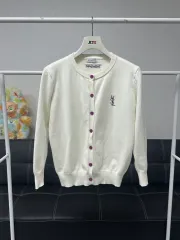 サイズ 95) Saint Laurent サンローラン ロゴ アイボリー ニット カーディガンのサムネイル
