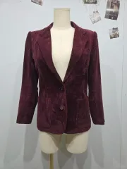 YVES SAINT LAURENT イヴ・サンローラン コーデュロイ ゴールデン ジャケット バーガンディ ブレーザーのサムネイル