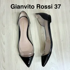 【ジャンヴィットロッシ Gianvito Rossi】フラットクリアパンプス 異素材コンビフラットシューズ EUR37 / 24cm クリア×ブラックのサムネイル